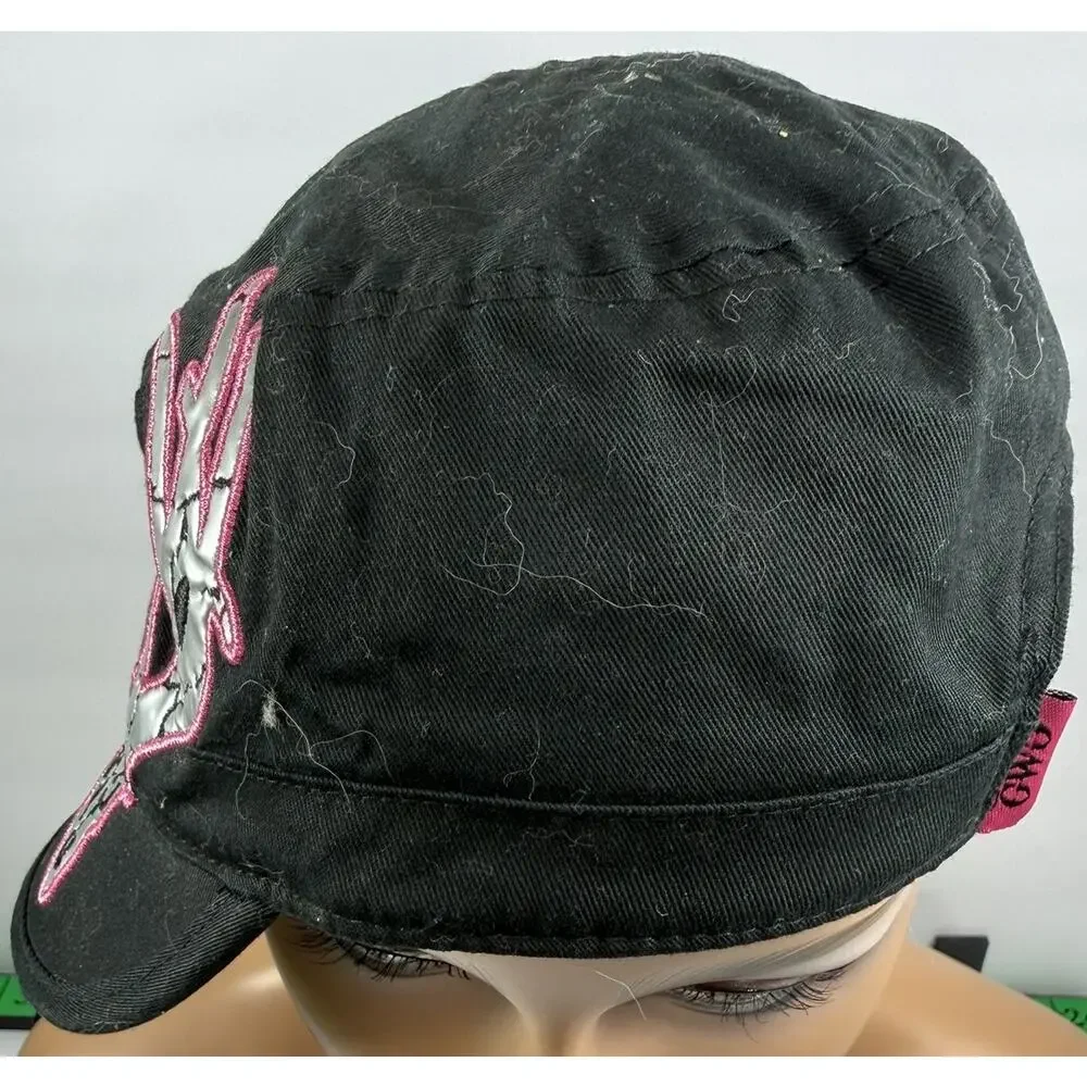 Girls With Guns Cadet Cap Hat Black Pink Embroidered Logo Silver Adjustable